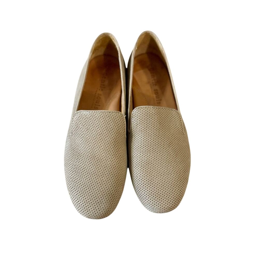 Gentle Souls Erica Loafers Women 8M Beige Perforated Suede Comfort Flats W sz 8